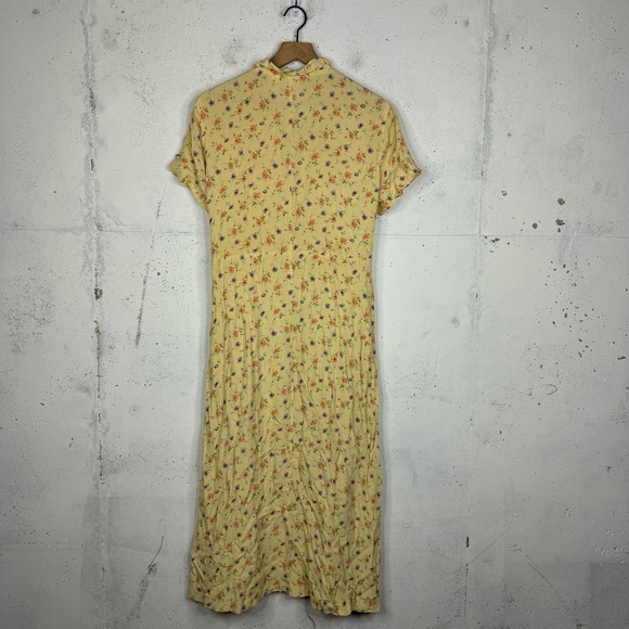 Gap Vintage Y2K Floral Yellow Babydoll Button Front Fairy-core Dress Size Lg - Picture 8 of 10